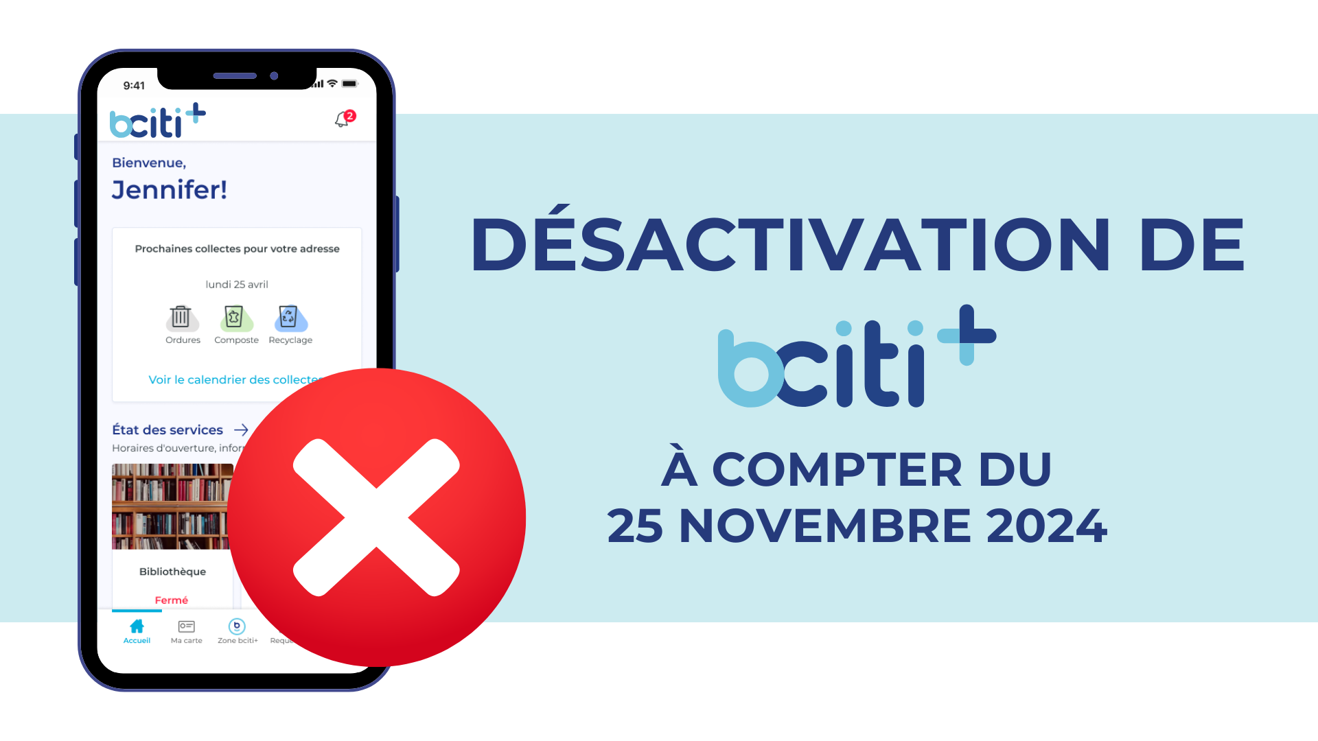 Désactivation de bciti+ à compter du 25 novembre 2024